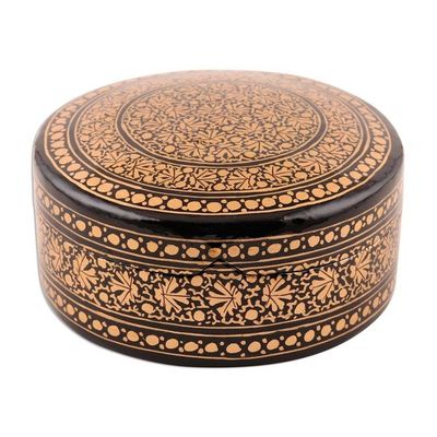 Alternate image for Velvet-Lined Black and Gold Decorative Box Kashmir Luxury