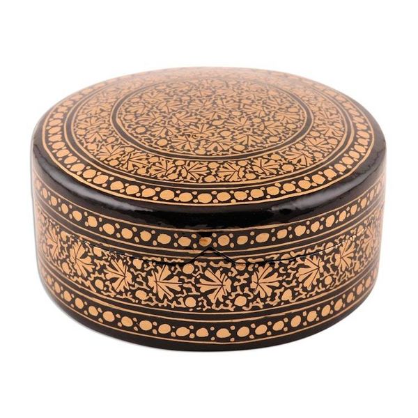 Alternate image for Velvet-Lined Black and Gold Decorative Box Kashmir Luxury