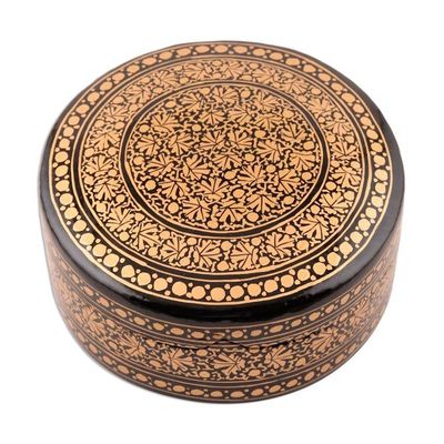 Alternate image for Velvet-Lined Black and Gold Decorative Box Kashmir Luxury