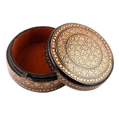 Alternate image for Velvet-Lined Black and Gold Decorative Box Kashmir Luxury