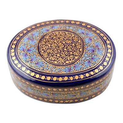 Alternate image for Velvet-Lined Blue and Gold Trinket Box from India Kashmir Blue