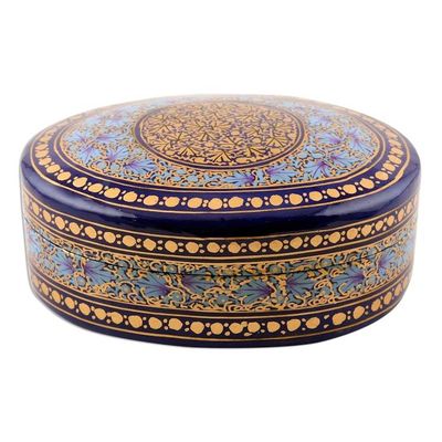 Alternate image for Velvet-Lined Blue and Gold Trinket Box from India Kashmir Blue