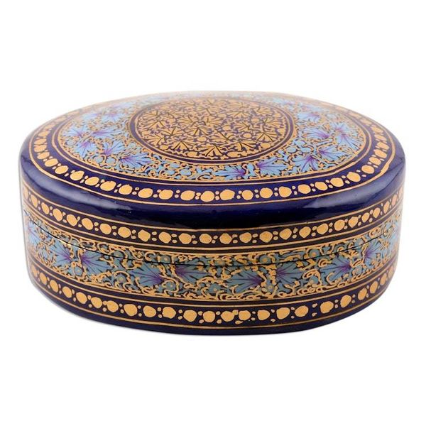 Alternate image for Velvet-Lined Blue and Gold Trinket Box from India Kashmir Blue