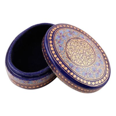 Alternate image for Velvet-Lined Blue and Gold Trinket Box from India Kashmir Blue