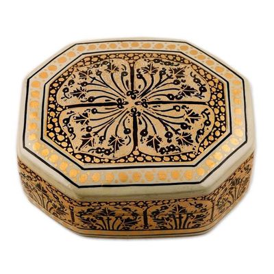 Alternate image for Black and Gold Hand Painted Decorative Wood Box Srinagar Legacy