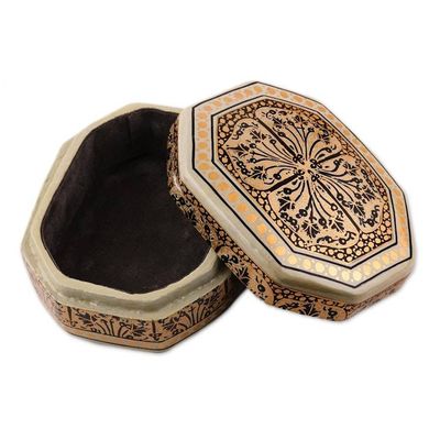 Alternate image for Black and Gold Hand Painted Decorative Wood Box Srinagar Legacy