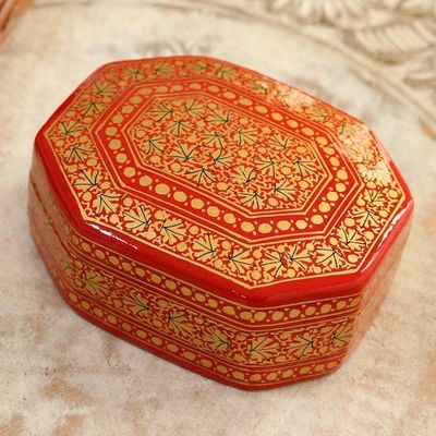 Alternate image for Elegant Papier Mache and Wood Trinket Box Kashmir Radiance