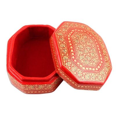 Alternate image for Elegant Papier Mache and Wood Trinket Box Kashmir Radiance