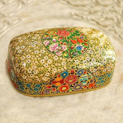 Alternate image for Hand Painted Floral Papier Mache Box Kashmir Blossoms