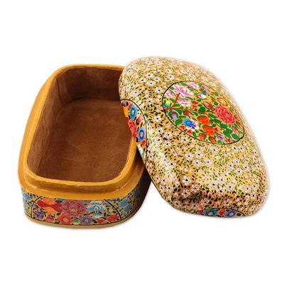 Alternate image for Hand Painted Floral Papier Mache Box Kashmir Blossoms