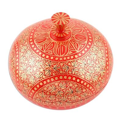Alternate image for Round Lidded Decorative Papier Mache and Wood Box Kashmir Magnificence