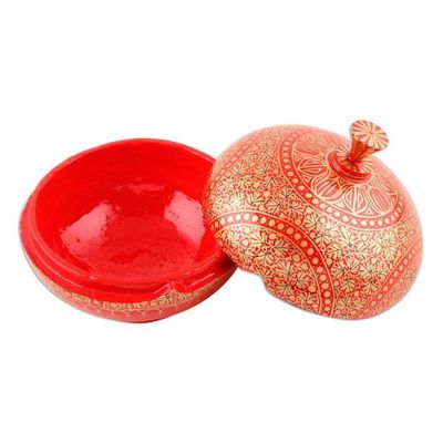 Alternate image for Round Lidded Decorative Papier Mache and Wood Box Kashmir Magnificence
