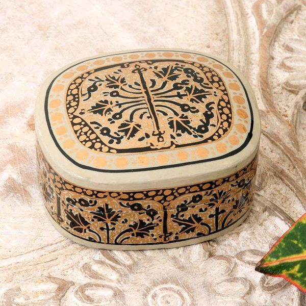 Alternate image for Artisan Crafted Hand Painted Papier Mache Box Srinagar Beauty