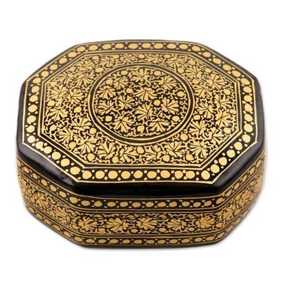 Alternate image for Artisan Crafted Papier Mache Decorative Box Kashmir Black