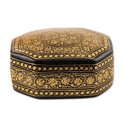 Alternate image for Artisan Crafted Papier Mache Decorative Box Kashmir Black