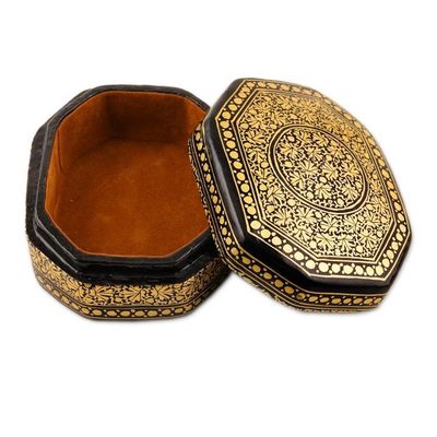 Alternate image for Artisan Crafted Papier Mache Decorative Box Kashmir Black