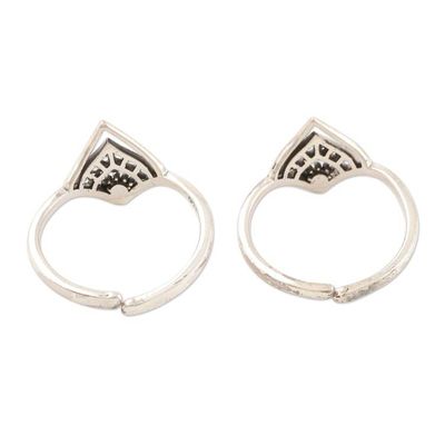 Alternate image for Handmade Sterling Silver Toe Rings from India Pair Diamond Tiara