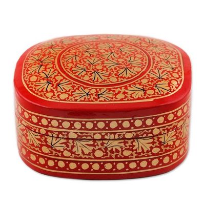 Alternate image for Small Red and Gold Papier Mache Box Kashmir Rendezvous