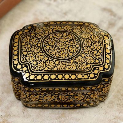 Alternate image for Hand Painted Black and Gold Decorative Box Kashmir Night