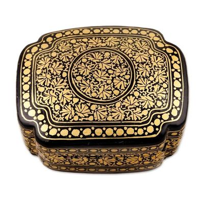 Alternate image for Hand Painted Black and Gold Decorative Box Kashmir Night