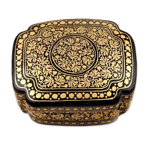 Alternate image for Hand Painted Black and Gold Decorative Box Kashmir Night