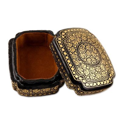 Alternate image for Hand Painted Black and Gold Decorative Box Kashmir Night