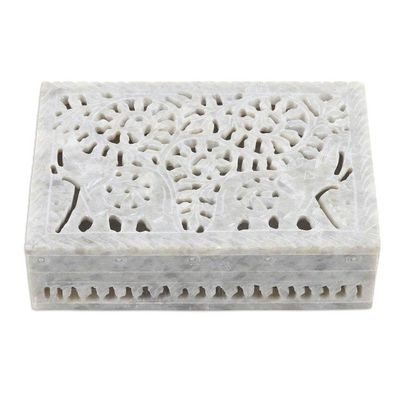 Alternate image for Hand Crafted Decorative Soapstone Elephant Box Royal Greetings