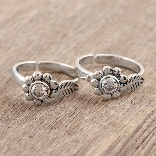 Alternate image for Flower-Shaped Sterling Silver Toe Rings from India Delightful Blooms