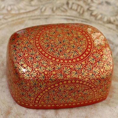 Alternate image for Hand Painted Red and Gold Papier Mache Box Kashmir Coffer