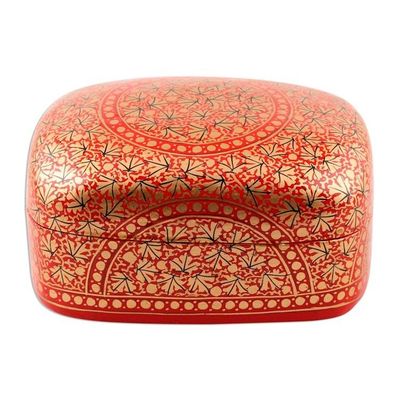 Alternate image for Hand Painted Red and Gold Papier Mache Box Kashmir Coffer