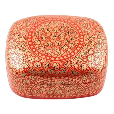 Alternate image for Hand Painted Red and Gold Papier Mache Box Kashmir Coffer