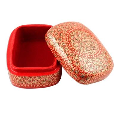 Alternate image for Hand Painted Red and Gold Papier Mache Box Kashmir Coffer