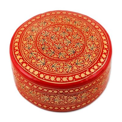 Alternate image for Round Papier Mache and Wood Decorative Box Kashmir Legacy