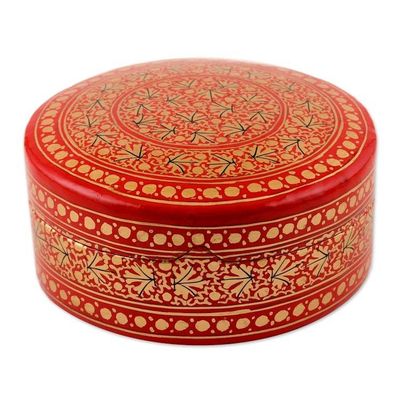 Alternate image for Round Papier Mache and Wood Decorative Box Kashmir Legacy