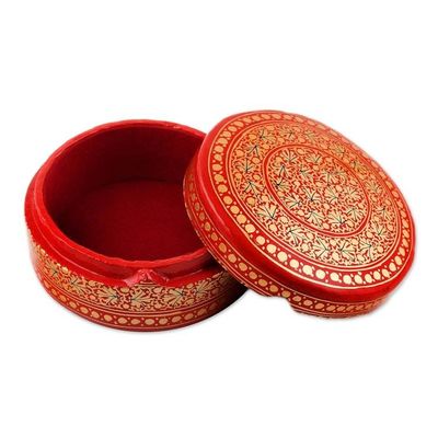Alternate image for Round Papier Mache and Wood Decorative Box Kashmir Legacy