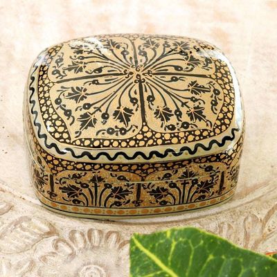 Alternate image for Hand Painted Black and Gold Decorative Box Srinagar Delight