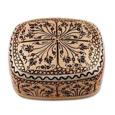 Alternate image for Hand Painted Black and Gold Decorative Box Srinagar Delight