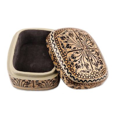 Alternate image for Hand Painted Black and Gold Decorative Box Srinagar Delight