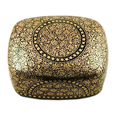 Alternate image for Black and Gold Papier Mache Decorative Box Kashmir Ebony