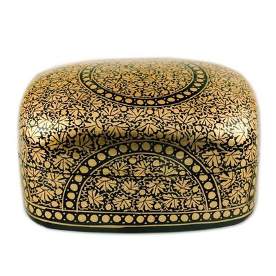 Alternate image for Black and Gold Papier Mache Decorative Box Kashmir Ebony