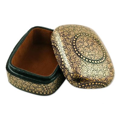 Alternate image for Black and Gold Papier Mache Decorative Box Kashmir Ebony