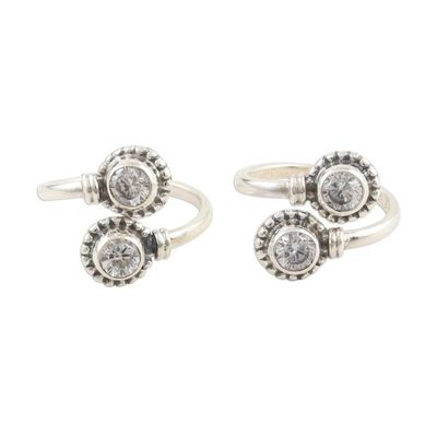 Alternate image for Handmade Sterling Silver Cubic Zirconia Toe Rings Pair Shimmering Charm