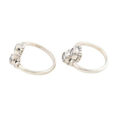 Alternate image for Handmade Sterling Silver Cubic Zirconia Toe Rings Pair Shimmering Charm