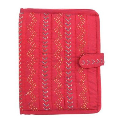 Alternate image for Cerise Silk and Jute Journal with 40 Handmade Paper Pages Cerise Secrets