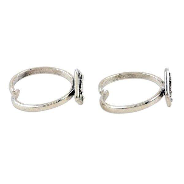 Alternate image for Sterling Silver Bird-Motif Toes Rings from India Pair Bird Bath
