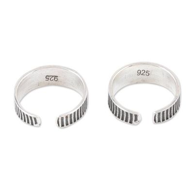 Alternate image for Set of 2 Bohemian Style Sterling Silver Toe Rings from India Spiral Style