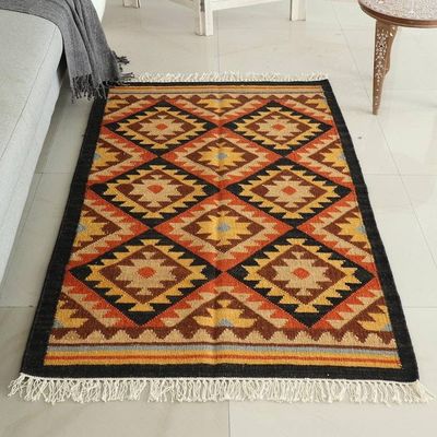 Primary image for Indian Wool Area Rug with Geometric Motif 3 x 5 Grain of Truth