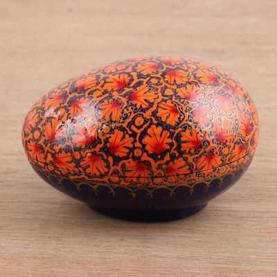 Alternate image for India Handmade Orange Leaf Papier Mache Box 5 inch Orange Chinar Foliage