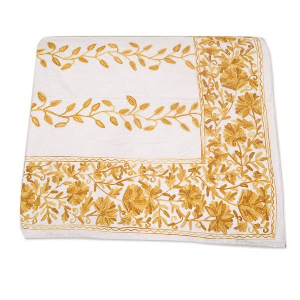 Alternate image for Chain-stitched Cotton Queen Duvet Cover Handmade in India Kashmir Vines