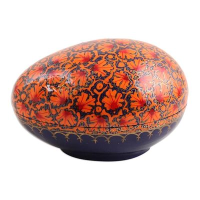 Alternate image for India Handmade Orange Leaf Papier Mache Box 5 inch Orange Chinar Foliage